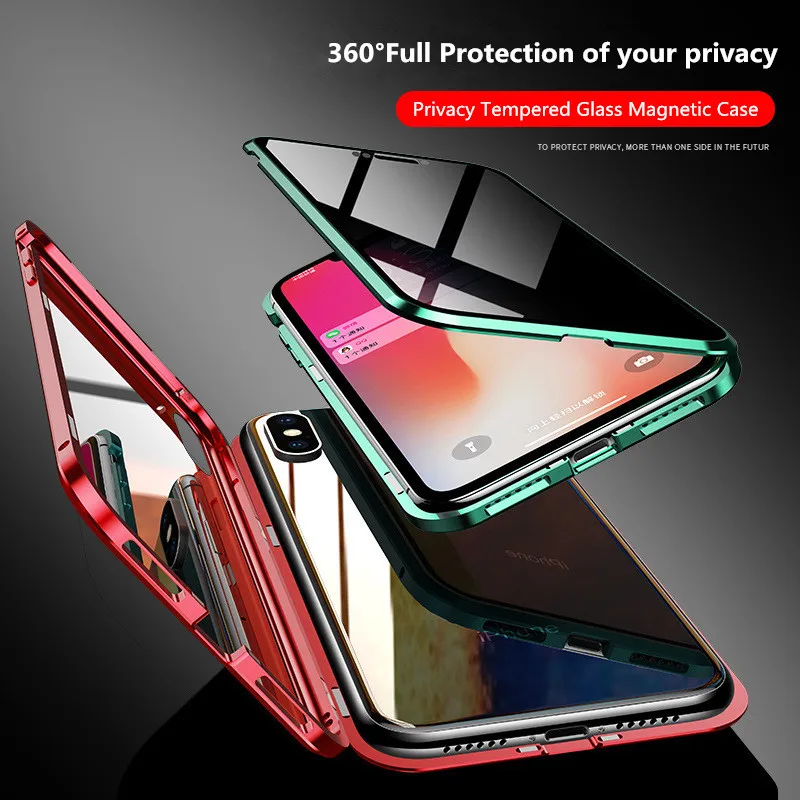 Магнитный металлический чехол из закаленного стекла для iPhone X Xr Xs Max 8 7 Plus с