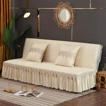 

Papa&Mima Lace Armless Bed Sofa Cover Fleece Warm Quilted Slipcovers