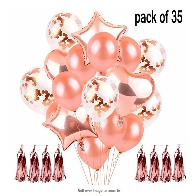 Amazon sells 12 inch round transparent emulsion wedding arrangement rose gold heart-shaped star confetti balloons 1bag