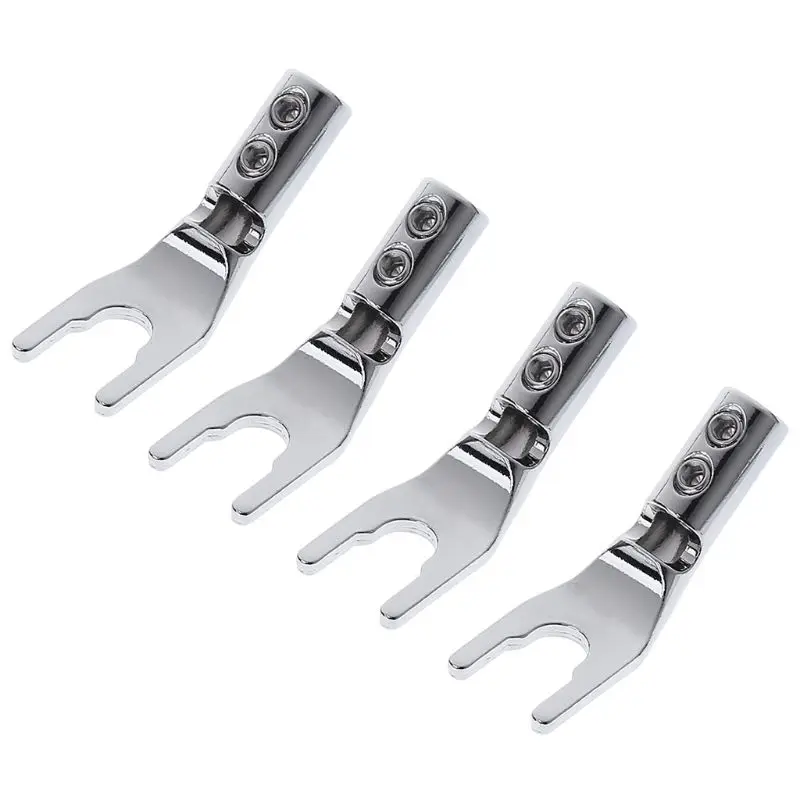 4 шт. плоская клемма Медь родий позолоченный штекер Динамик Кабельный разъем