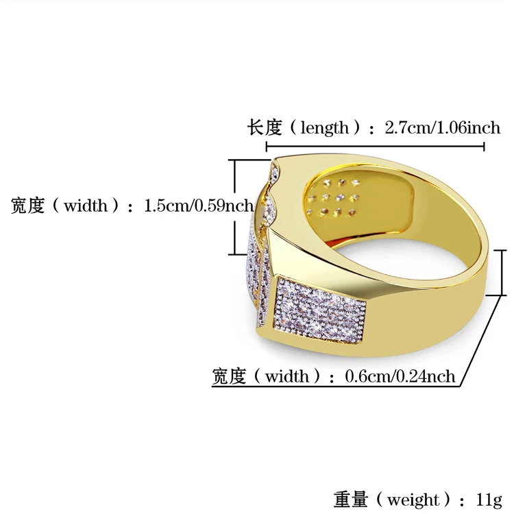 Дизайн Позолоченное серебряное кольцо с микро проложенной цепочкой блестящее кольцо на палец в стиле хип-хоп для мужчин и женщин