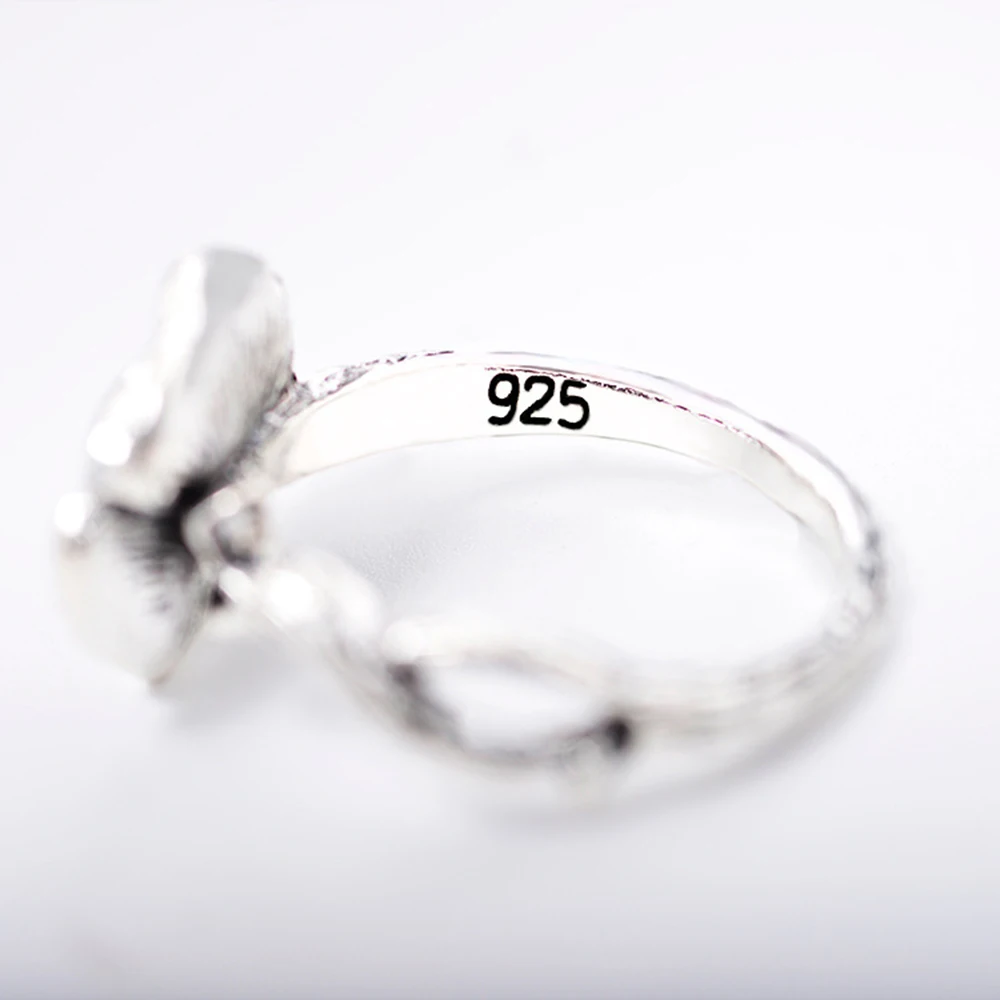 Винтажное серебряное кольцо с цветком розы, обручальные кольца для женщин, подарок для влюбленных, романтическое ювелирное изделие, подарочное растительное цветочное кольцо