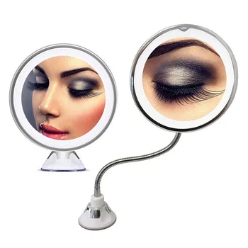 

360 Rotation 10x Magnifying LED Mirror Flexible Gooseneck Lighted Bathroom Makeup Shaving Mirror Adjustable Bendable Gooseneck