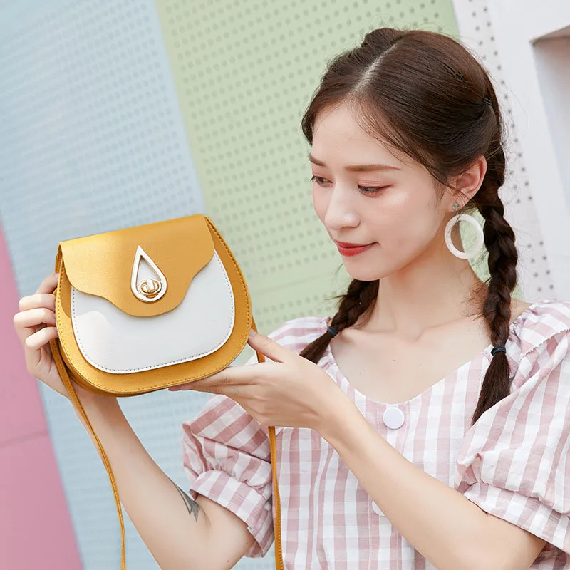 

2019 New Women PU Leather Shoulder Bag Waterdrop Lock Buckle Girls Crossbody Bags O66