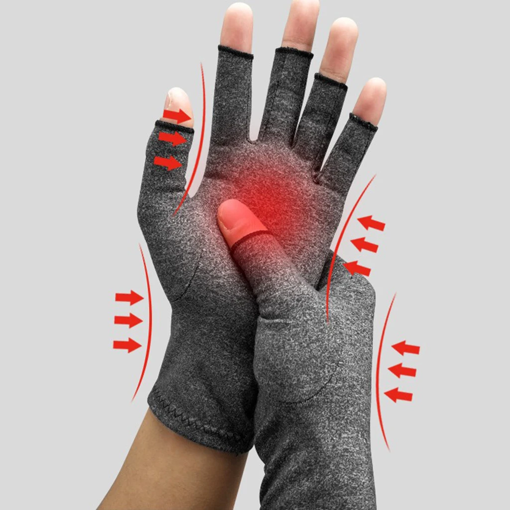 1 Pair Arthritis Compression Gloves Ease Pain from Carpal Tunnel, Hand Gloves Fingerless for Computer Typing and Dailywork