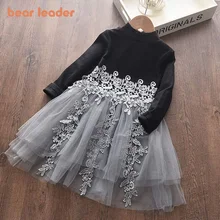 

Bear Leader Girls Flowers Dress 2022 New Autumn Long Sleeve Princess Dress Fashion Floral Kids Mesh Costumes Party Outfits 2 6Y