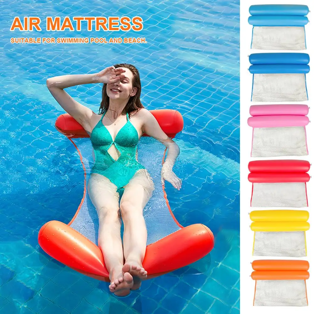 

Summer Inflatable Floating Row Water Hammock Inflatable Air Mattress Swimming Pool Beach Floating Sleeping Cushion Bed Chair