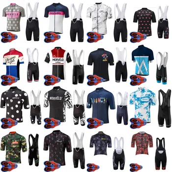 

Morvelo Team Summer men short sleeve bib shorts cycling jersey set Bicycle Clothing Breathable outdoor sports jersey sets S92523