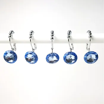 

12pcs Double Glide Shower Curtain Rings Acrylic Crystal Rhinestones Hang Curtain and Liner Hooks Home Decoration