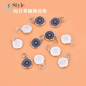 

Jewelry DIY accessories S925 pure silver sunflower round brand Pendant Jewelry Necklace accessories necklace material bag