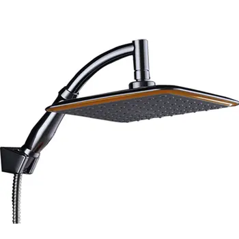 

Rain shower head stainless steel square 20.3 cm high pressure water-saving swivel joint shower head with holder and shower hose