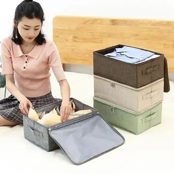 

Folding Storage Box Zipper Lid Clothes Underwear Cabinet Basket Holder Organizer Home storage box
