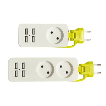 

EU Plug 4 USB Socket Power Strip Electric Surge Protector Smart Wall Charger Hub