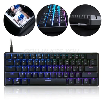 

GK61 61 Key Mechanical Keyboard USB Wired LED Backlit Axis Gaming Mechanical Keyboard For Desktop Drop Shipping