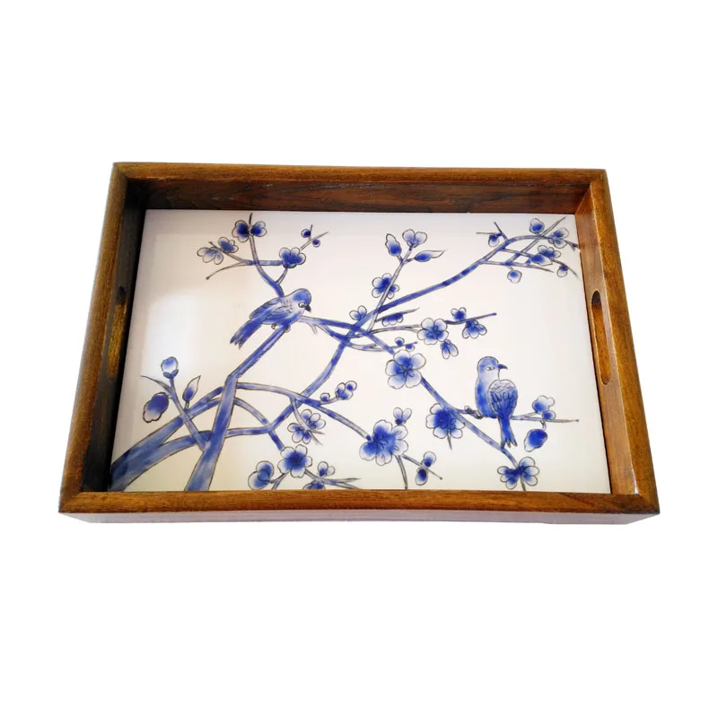 Secondkill solid wood tea set plate European-style water cup wooden tray hand-painted ceramic rectangular | Дом и - Цена: 2 988,74 - 3 966,44 руб.