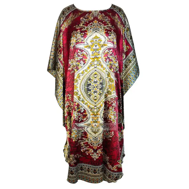 Sexy Female Silk Rayon Robe Bath Gown Nightgown Summer Casual Home Dress Printed Loose Sleepwear Plus Size Nightwear Bathrobe Style C 13