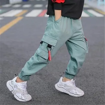 

Fashion Baby Boys clothes Kids Pants Trousers Side pockets Casual Harem Pants 4 6 8 9 10 12 13 Years Children Cotton Cargo pants