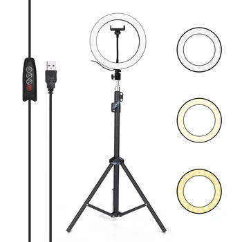 

Photography 16/26cm LED Selfie Ring Light Dimmable Photo Camera Phone Ring Lamp 1.6M Stand Tripod for Makeup Video Live Studio