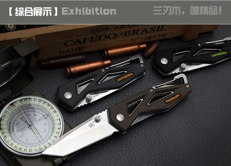 SANRENMU 7049 прочный карманный складной нож для выживания с зажимным карабином для кемпинга и путешествий