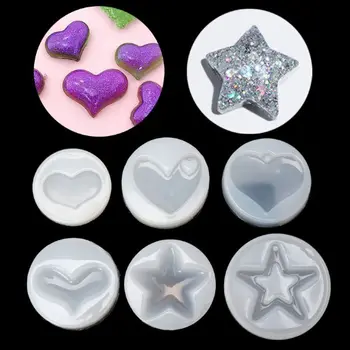 

6Pcs Star Heart Silicone Jewelry Resin Mold Star Heart Mold Kit Resin Casting Mold Jewelry Making Art Craft Tools