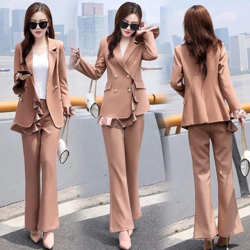 

2019 Autumn New Style Fashion Comfortable Simple Cool Lace Suit Two-Piece Set Two-color Selectable