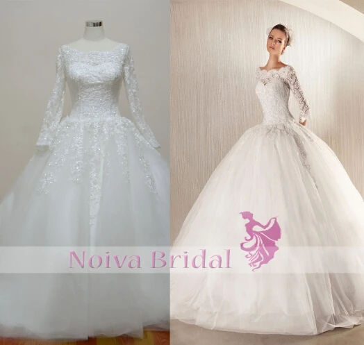 

free shipping casamento Muslim beading vestido de noiva 2016 new fashion long sleeve romantic wedding dress ball bridal gowns