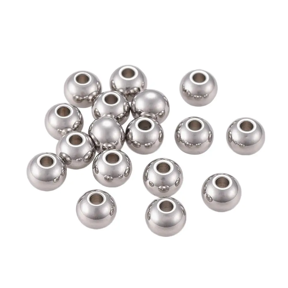 

100Pcs 304 Stainless Steel Spacer Beads 6x5mm Round Loose Beads for Jewelry Making DIY Bracelet Supplies