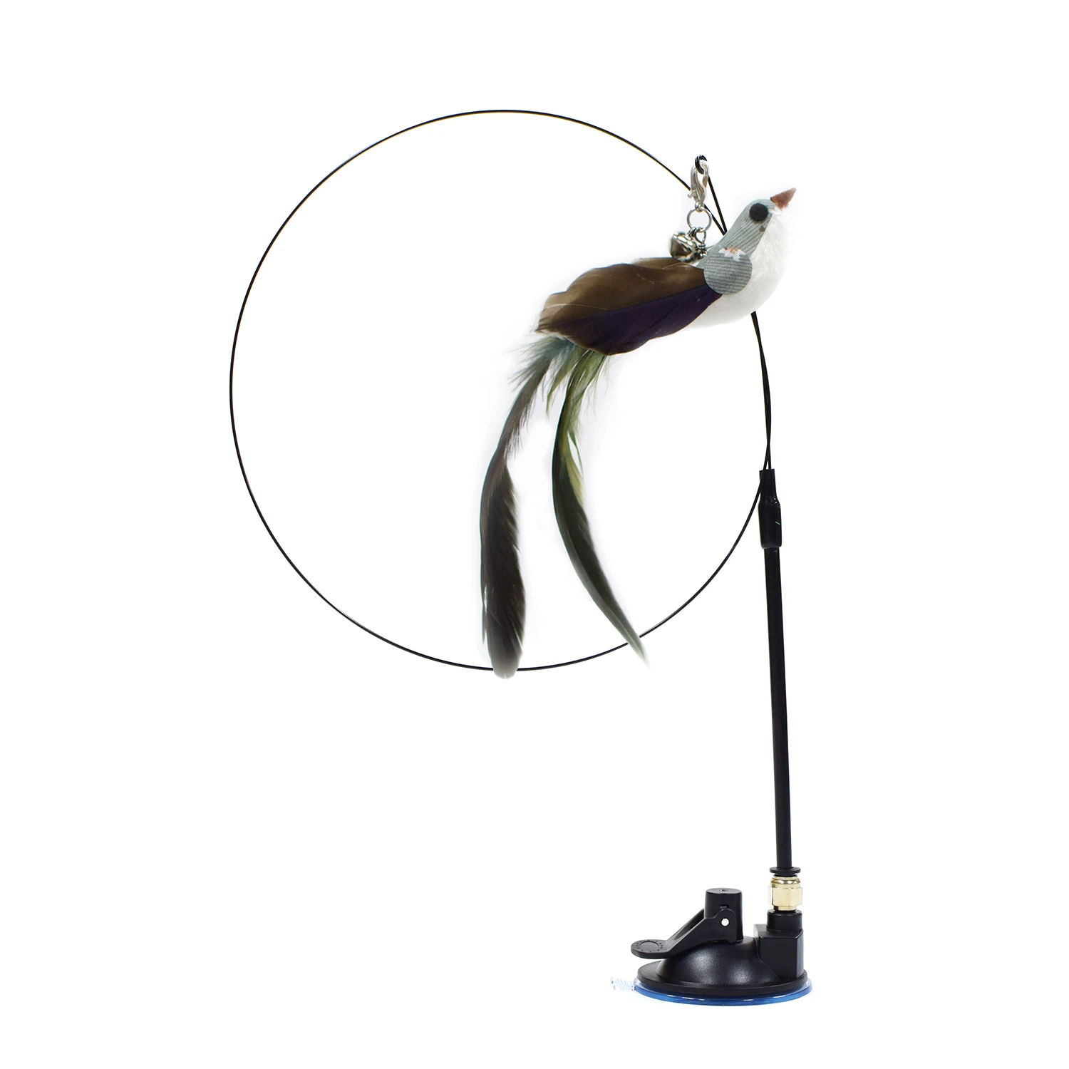 Suction Cup Simulation Bird Interactive Cat Toy Detachable Replacement Feather Bird for Kitten Teaser Play Chase Cat Stick Toys 