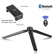 SH Mini 1/4 Screw Plastic Tripod Stand Holder With Bluetooth-compatible Phone Clip For Smartphone Cell Phone Photo Studio