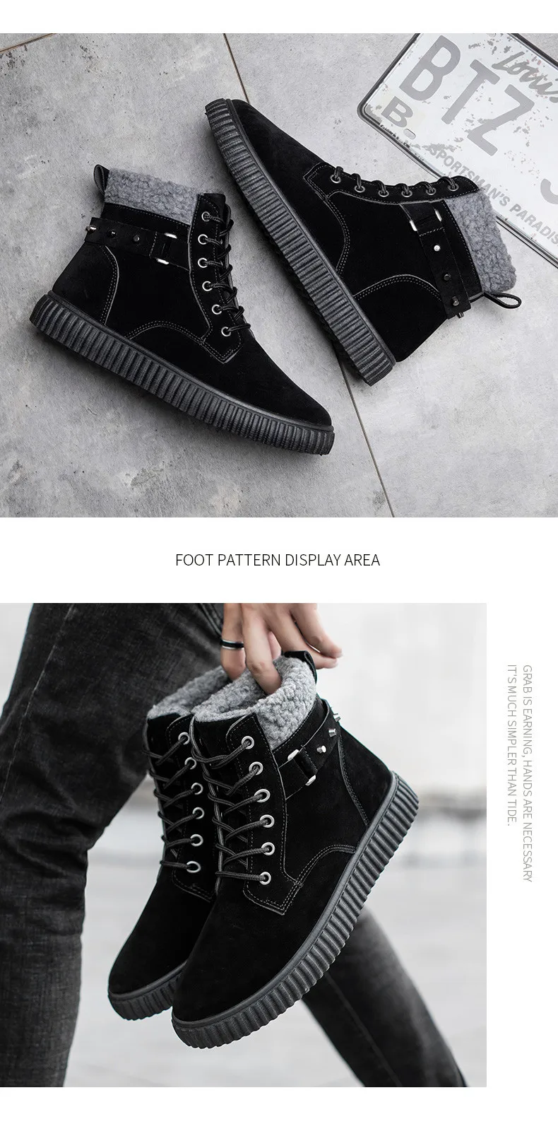 Winter new Martin boots warm plus velvet cotton boots high to help the tube snow boots trend thickened wild cotton shoes