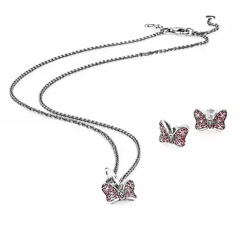 

100% 925 Sterling Silver SALE - BOW JEWELLERY SET fit charm original Necklace jewelry A Set