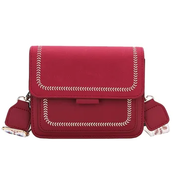 

Ladies Fashion Trend Solid Color Large Capacity Leather Shoulder Bag Embroidery Printing Messenger Bag Mobile Phone Bag #BL4