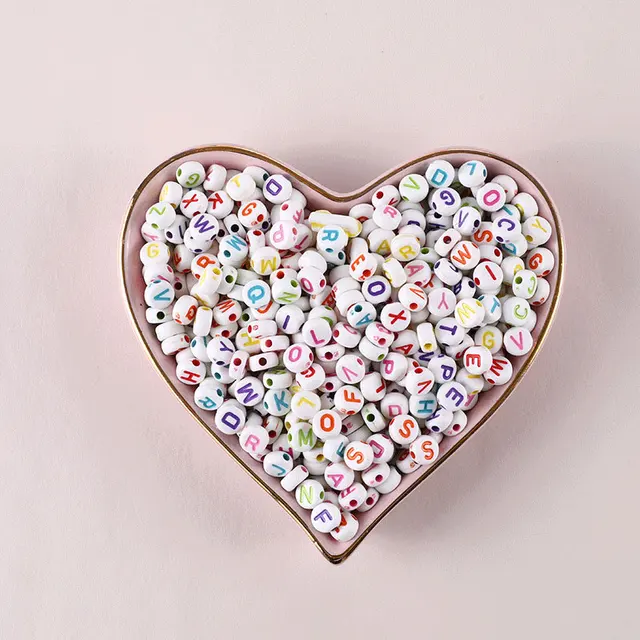 100/200/500pcs Heart Beads For Jewelry Making Acrylic Mixed Beads With Letters For Bracelet Handmade Diy Bracelet Necklace 2021 4x7mm 18