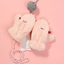 Детские перчатки, Детские плюшевые теплые рукавицы, новинка, милые Мультяшные уличные плюшевые перчатки для детей