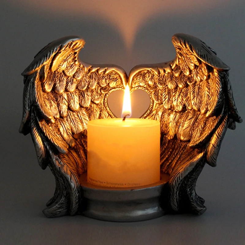 Resin Angel Wings Candle Holder with Candlestick Cup for Home Living