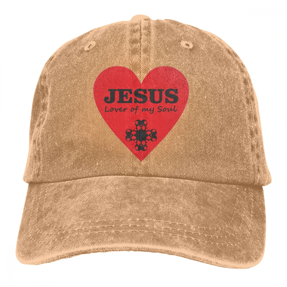 Casquette в форме сердца, в виде Иисуса, любителя моей душа, черные унисекс Мужские Женские джинсовые бейсболка с ремешком, регулируемая шапка для гольфа, папы - Цвет: Хаки