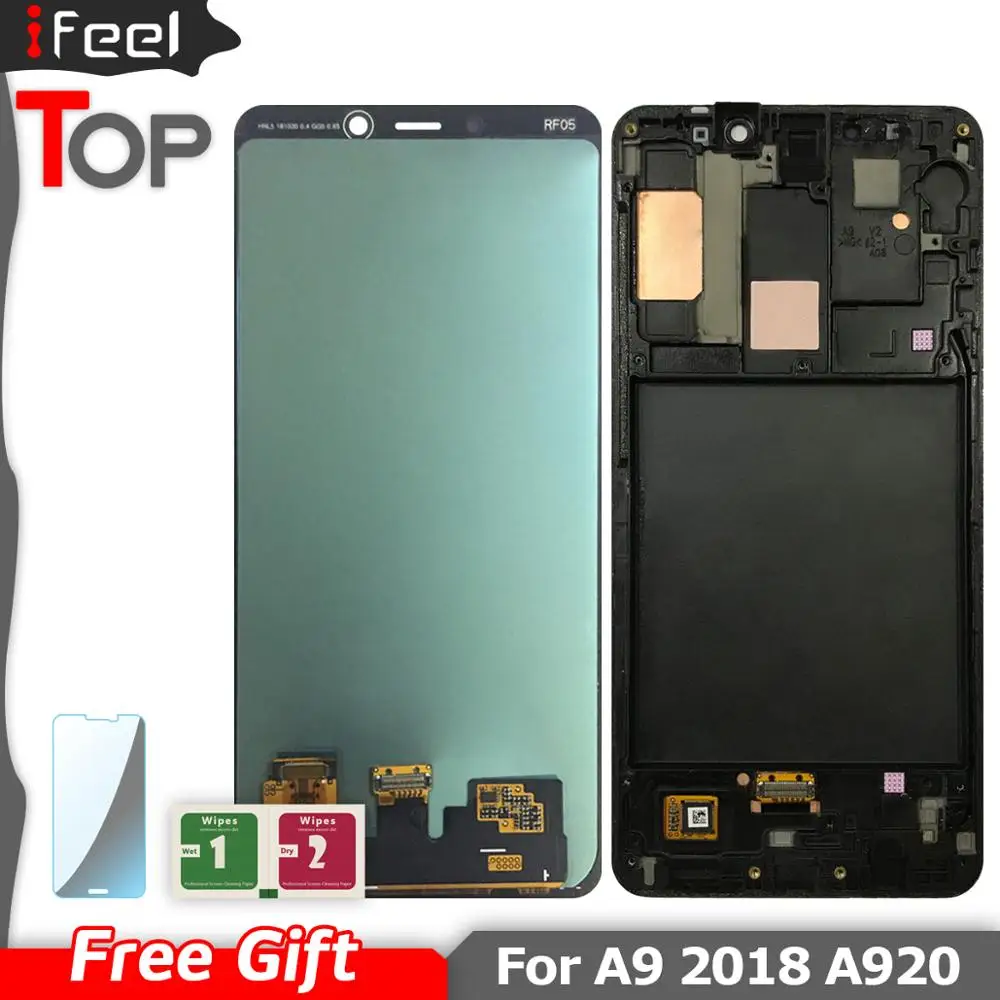 AMOLED для SAMSUNG Galaxy A9 A9S A9 Star Pro SM-A920F/DS A920F ЖК-дисплей с сенсорным экраном рамка для SAMSUNG A9 A920 lcd