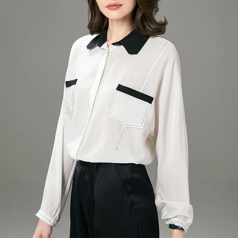SuyaDream Women 100%Silk Crepe Long Sleeves