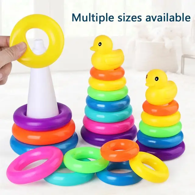 Toddler Toy Tower Cup Stacking Duck Baby Toy Montessori Educational Kids Bathtub Toy Toddler Rainbow Tower Stacking Bathe Circle 2