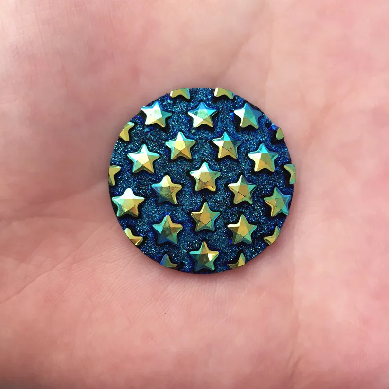 6 шт. AB Смола 30 мм круглые пайетки Ore Star Gem плоская задняя стразы аппликация «сделай сам» Свадебные скрапбукинги орнамент ремесло кнопки G01 - Цвет: black