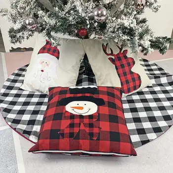 

Santa Elk Snowman Red Black Plaid Non Woven Pillow Case Cushion Cover Xmas Decor Cushions Decorative Pillow Case