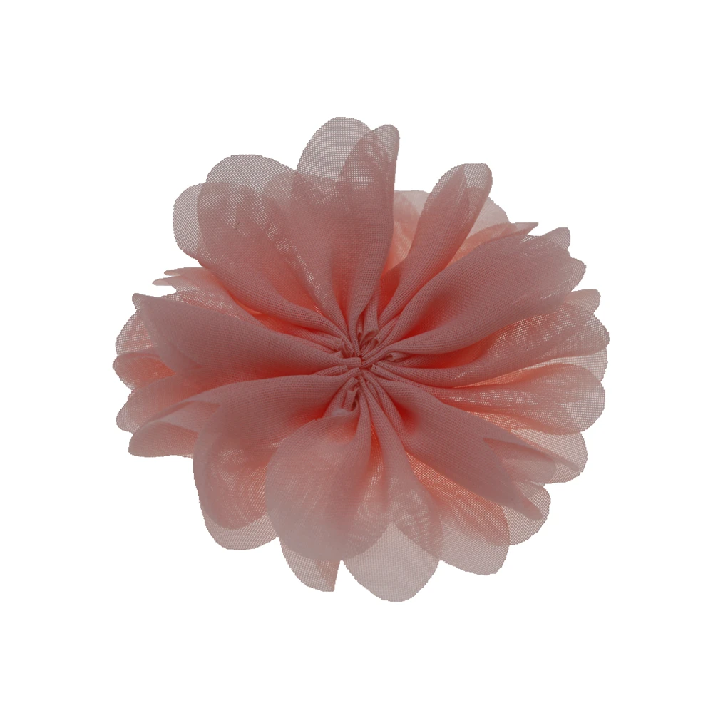 peach Мини 2,8 ''самодельные Цветы Дети Бутик шифон цветок без зажимов Рождественский аксессуар Свадебные аксессуары для волос для девочек 15 шт./партия - Цвет: peach