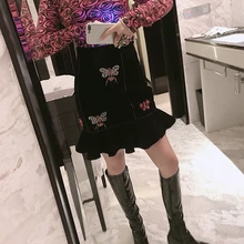 Яркая юбка в рыбий хвост средней длины Женская Весна стиль мораль и Евро-американский лист лотоса край 9251