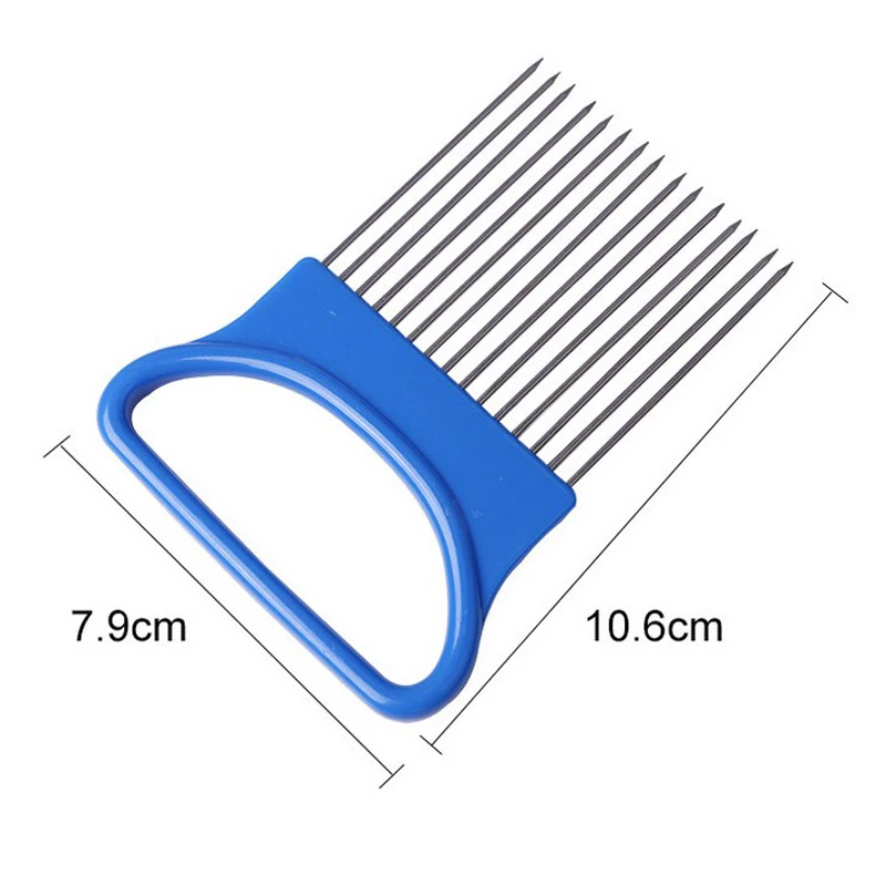 Kitchen Gadgets Handy Onion Cutter Holder Stainless Steel Easy Cut Tomato Onion Slicer Vegetable Cutter Cutting Aids Safety Cooking Tools (4)