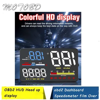 

2019 New D5000 OBD2 HUD Head Up Display 5inch Obd2 Dashboard Speedometer Film Over Speed