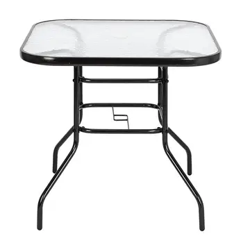 

Outdoor Dining Table Square Toughened Glass Table Yard Garden Glass Table It's attractive Easy to assemble