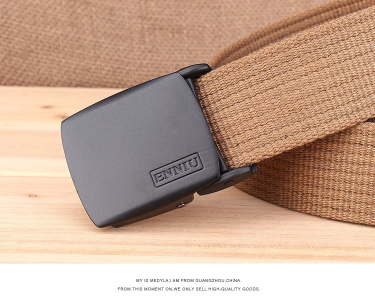 Offizielle Echte männer Leinwand Gürtel Verdickt Metall Schnalle Freizeit Outdoor Gürtel Weiche Echt Nylon Sport Zubehör BLL012 – Detail 4