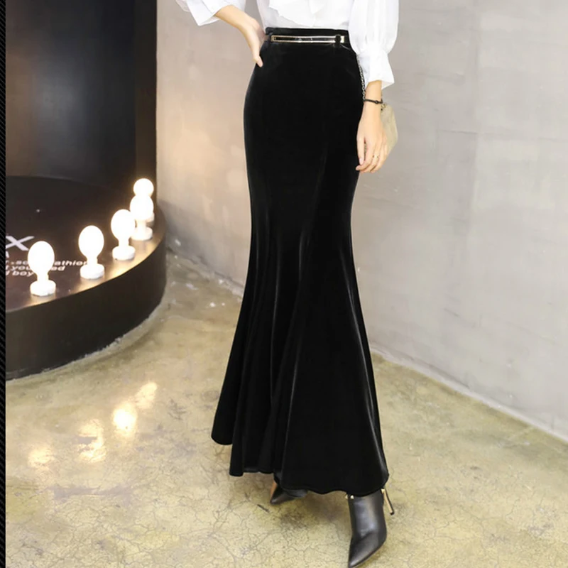 Autumn Women Skirt Elegant Office Lady Business Black Skirt Casual Mermaid Skirt Female High Quality Plus Size S-5XL