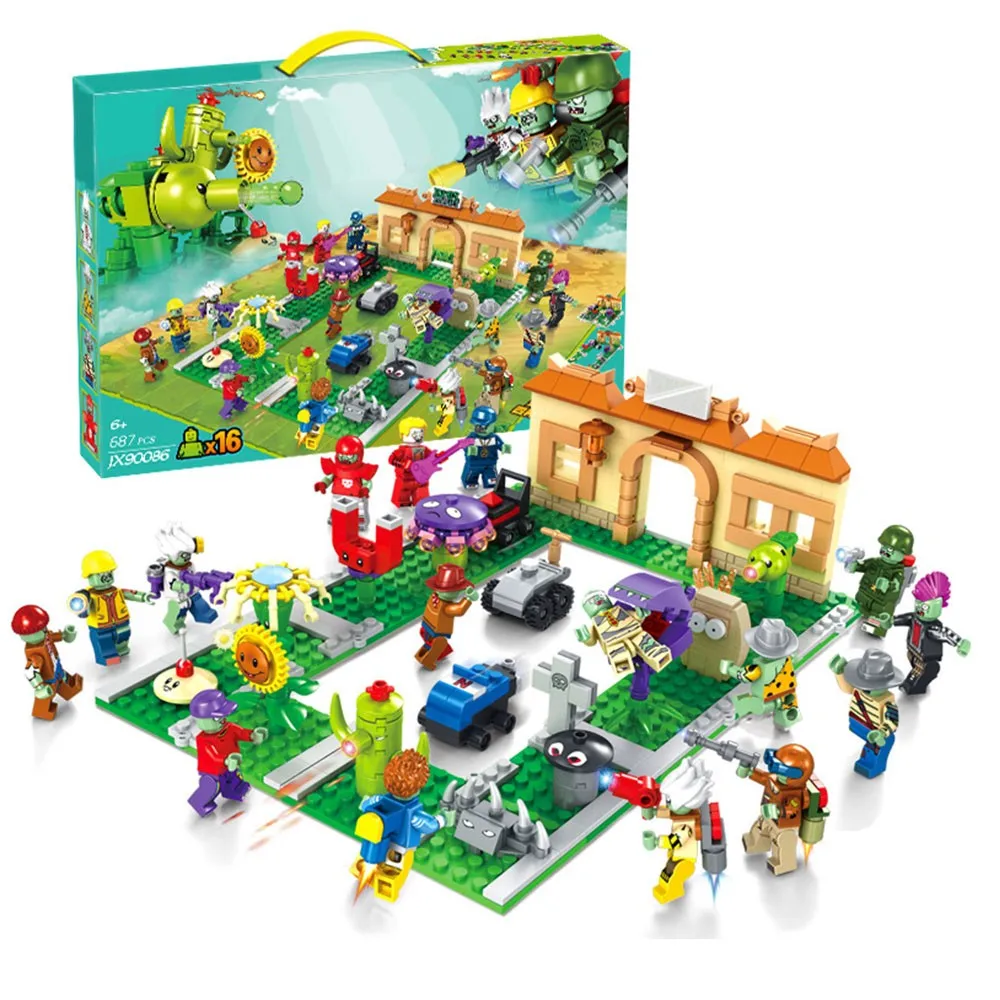 

2020 New PVZ Plants Vs Zombies Struck Game Toy Action Toy & Figures Building Blocks Bricks Brinquedos Toys For Children