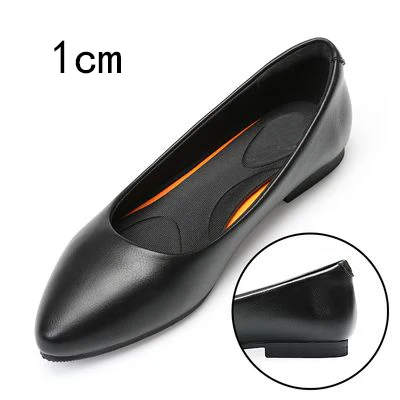 Heel height 1cm Черная кожаная женская обувь для работы; обувь на толстом каблуке с круглым носком; профессиональная нескользящая обувь на мягкой подошве для работы в отеле - Цвет: Heel height 1cm